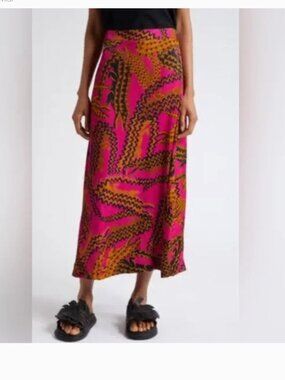 Farm Rio Women's Crocodile-print Satin Midi-skirt size S